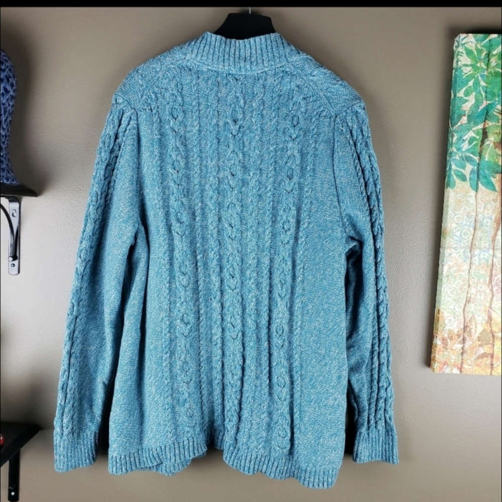 LL BEAN Open Front Cardigan cableknit Sweater 3X - Picture 11 of 12
